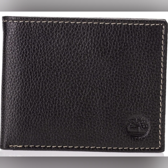 Timberland Men's Black Leather Wallet With Attached Flip Pocket And RFID NEW! - Picture 6 of 8